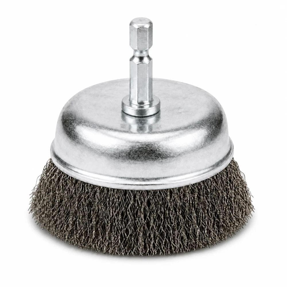 6.35 mm Hex-Shank Cup Wire Brush for Metal Rust Removal, Wood Cleaning & Electric Drill Grinding for wholesale and OEM supply