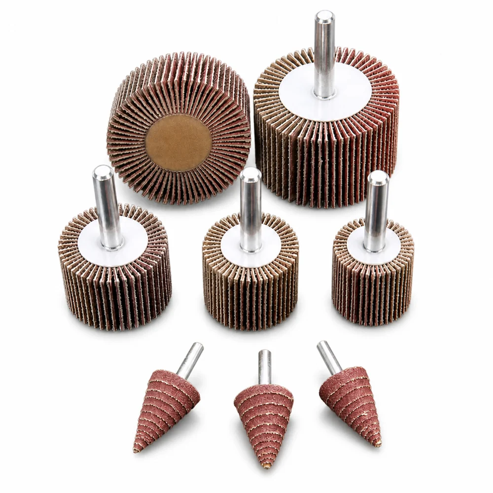 Cylindrical & Conical Shank-Mounted Abrasive Cloth Flap Wheel for wholesale and OEM supply