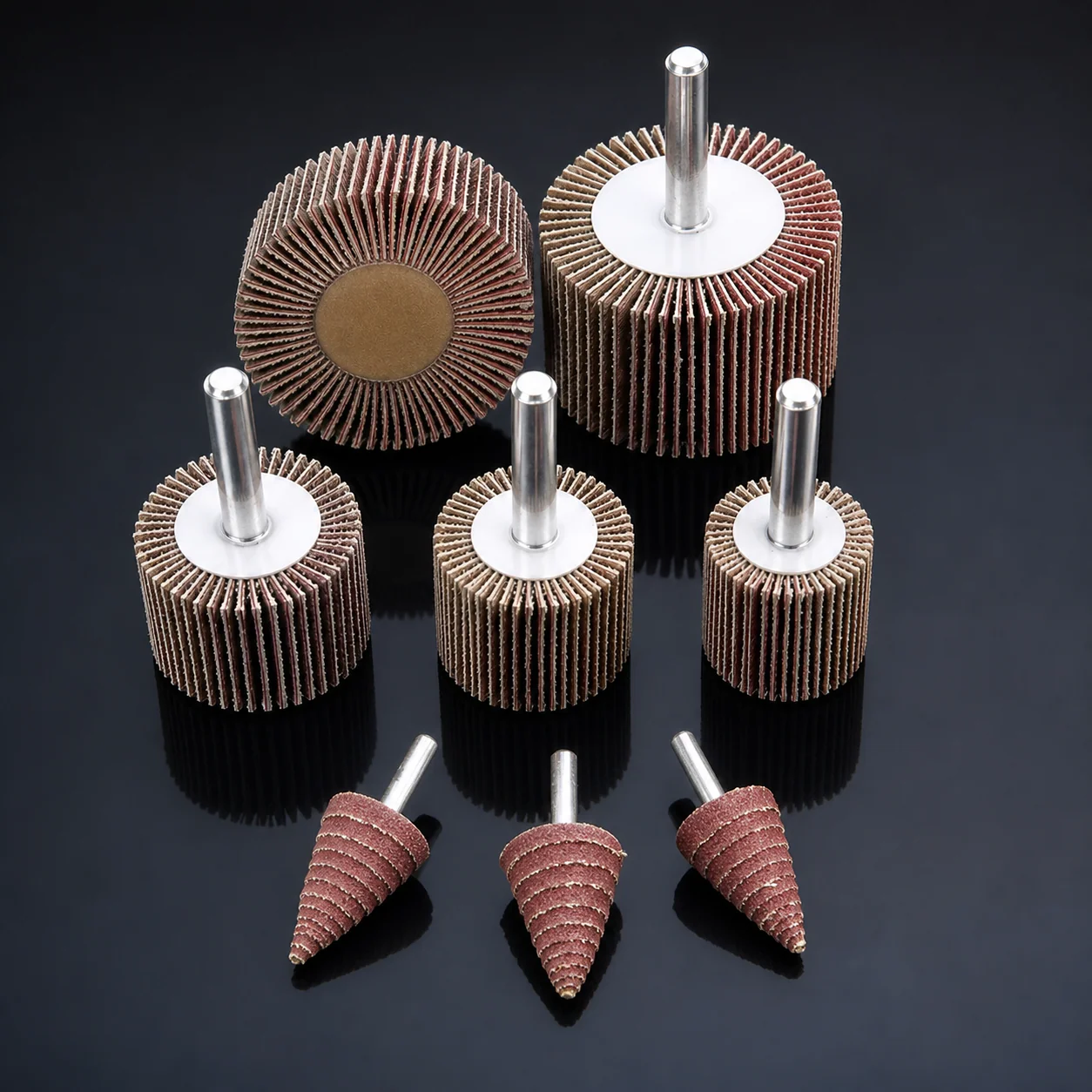 Cylindrical & Conical Shank-Mounted Abrasive Cloth Flap Wheel for wholesale and OEM supply